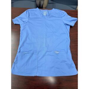 Cherokee Revolution Ceil Blue Short Sleeve V-Neck Scrub Top Size Medium